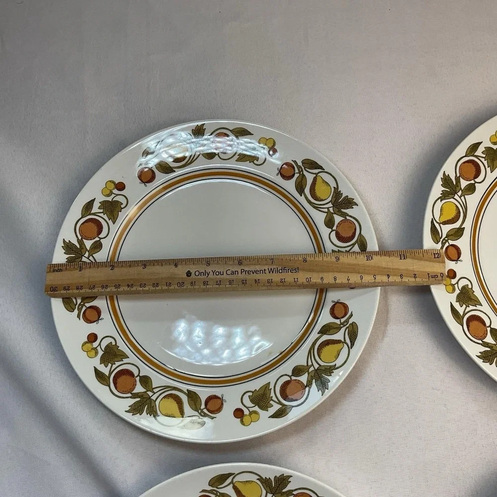 Vintage Franciscan Pickwick Dinner Plates Set of 4 1970s Fruit Pattern Japan